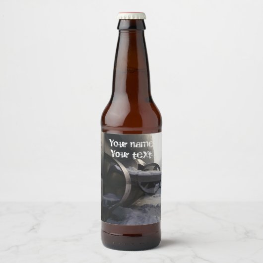 Altes U-Boot im Schnee Bierflaschenetikett (Vorderseite)