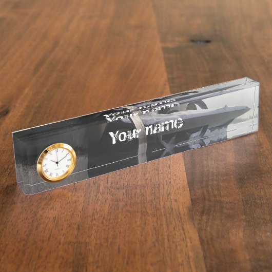 Altes U-Boot im Schnee Namensplakette (Seite)