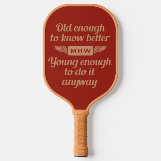 Altes und junges benutzerdefiniertes Monogramm Pickleball Schläger (Vorderseite)