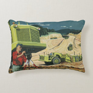 Altes Unternehmen, Baustelle mit Vermessungsingeni Dekokissen