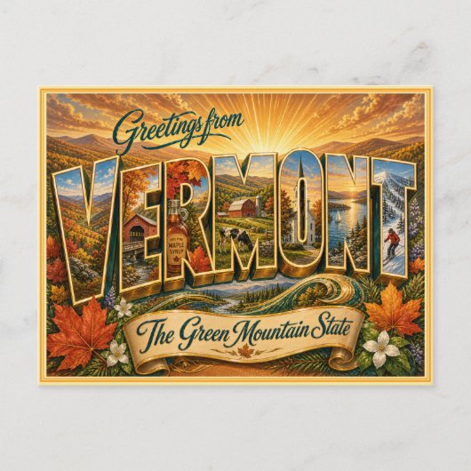 Altes Vermont Gruß Von Postkarte (Vorderseite)