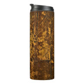 Altes verschlissenes Holzpaneel Thermosbecher (Nach rechts gedreht)