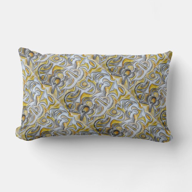 Altes Verschluss-Abstraktes handgemaltes Kissen (Vorderseite)