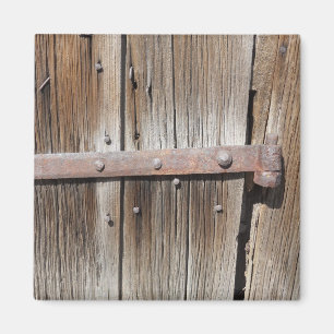 Altes verwittertes Holz und rostiges Metall Magnet