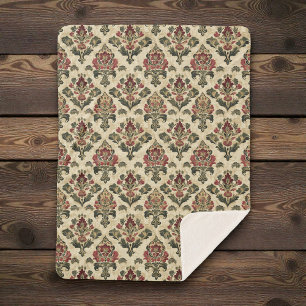 Altes viktorianisches Damastmuster Sherpadecke
