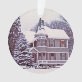 Altes viktorianisches Haus am Weihnachten Ornament