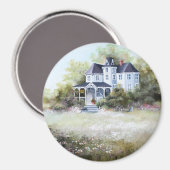 Altes Viktorianisches Haus mit Katzen Rustikales L Magnet (Vorderseite/Rückseite)