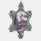 Altes viktorianisches Haus Schneeflocken Zinn-Ornament (Links)