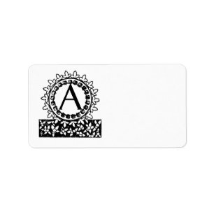 Altes viktorianisches Monogramm Buchstabe A Adressaufkleber