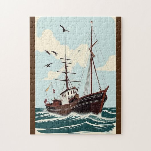 Altes Vintage-Boot Puzzle (Vertikal)