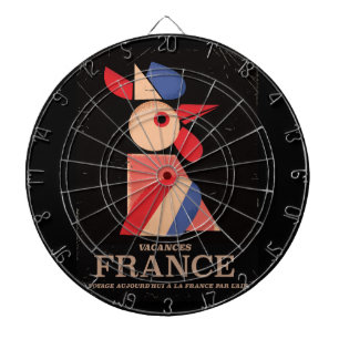 Altes Vintage-Frankreich-Urlaubsposter Dartscheibe