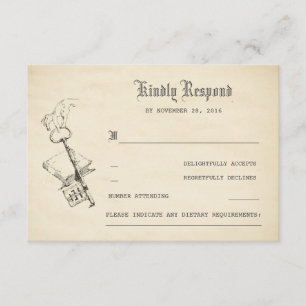 Altes Vintage-Geschichtenbuch-Hochzeits-RSVP RSVP Karte