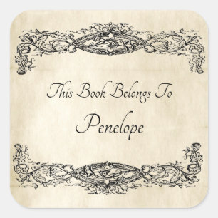 Altes Vintage-Schriftrolle Arbeits-Pergament-Bookp Quadratischer Aufkleber