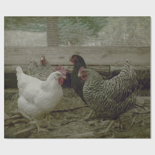 Altes Vintages Barnyard Country Chicken Geschenkpapier (Flach)