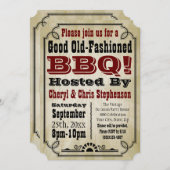 Altes Vintages Country GRILLEN Barbeque Party Einladung (Vorne/Hinten)