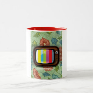 Altes Vintages CRT-Fernsehen Zweifarbige Tasse