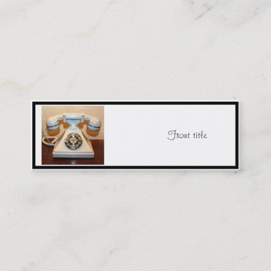 Altes Vintages Einwähltelefon Weiß Mini Visitenkarte (Vorderseite)