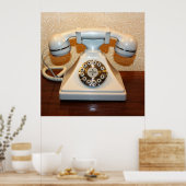 Altes Vintages Einwähltelefon Weiß Poster (Küche)