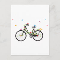 Altes Vintages Fahrrad mit Blume und Vögeln