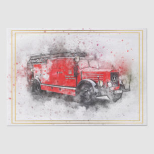 Altes Vintages Feuerwehrauto Seidenpapier