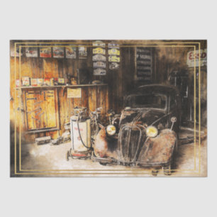 Altes Vintages klassisches Auto-Dekoupage Seidenpapier