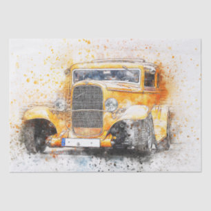 Altes Vintages klassisches Auto-Dekoupage Seidenpapier