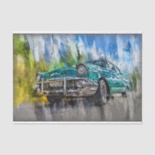 Altes Vintages klassisches Auto-Dekoupage Seidenpapier