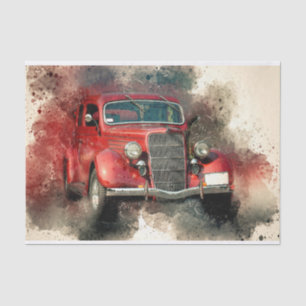 Altes Vintages klassisches Auto-Dekoupage Seidenpapier
