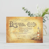 Altes Vintages Leuchtturm nautische Probe Abendess Einladung (Stehend Vorderseite)