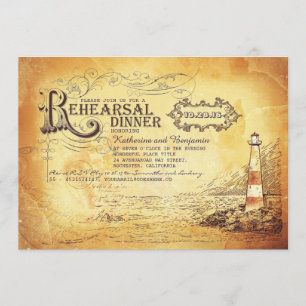 Altes Vintages Leuchtturm nautische Probe Abendess Einladung