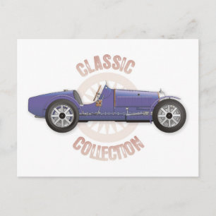 Altes Vintages Rennfahrzeug auf der Strecke Postkarte