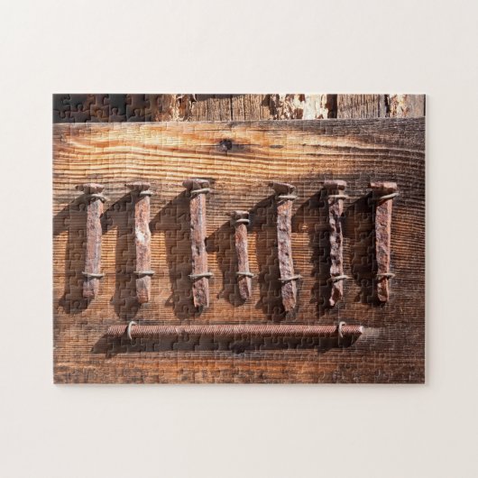 Altes Vintages rostiges Nagel-Puzzlespiel Puzzle (Horizontal)