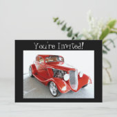 Altes Vintages Rotes Auto Sie sind eingeladen! Einladung (Stehend Vorderseite)