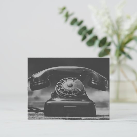 Altes Vintages Schwarzes Telefon Postkarte (Stehend Vorderseite)