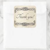 Altes Vintages Scroll-Arbeitspapier Vielen Dank Quadratischer Aufkleber (Tasche)