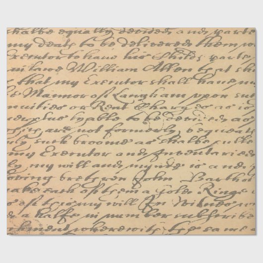 Altes Vintages Skript Geschenkpapier (Flach)