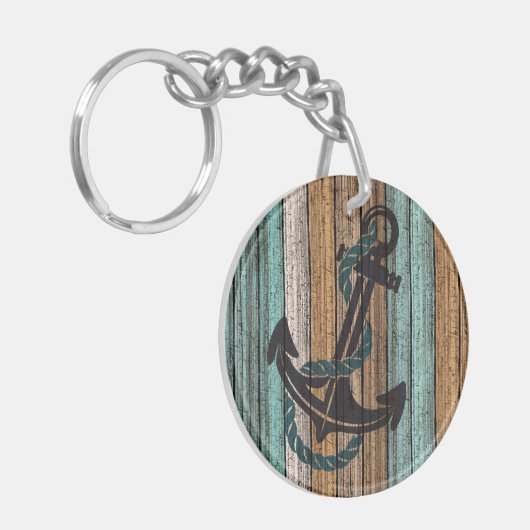 Altes Vintages Wettermuster aus Holz Schlüsselanhänger (Vorderseite links)