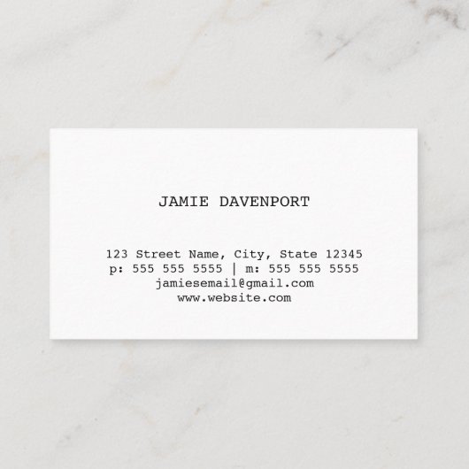 Altes Visitenkarte (Rückseite)