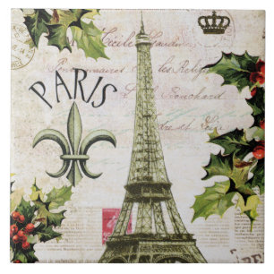 Altes Weihnachten in Paris Fliese