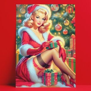 Altes Weihnachten Pin Up Postkarte