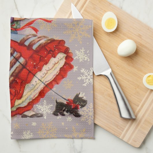 Altes Weihnachtsgeschäft Geschirrtuch (Viertel Falte)