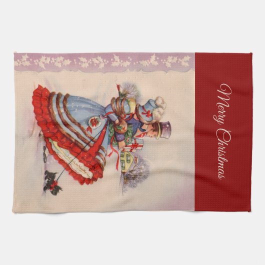 Altes Weihnachtsgeschäft Geschirrtuch (Horizontal)
