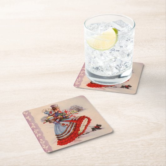 Altes Weihnachtsgeschäft Rechteckiger Pappuntersetzer (Vor Ort)