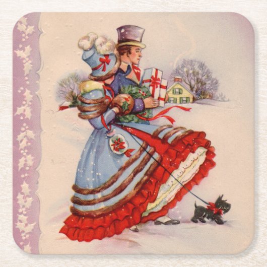 Altes Weihnachtsgeschäft Rechteckiger Pappuntersetzer (Vorderseite)