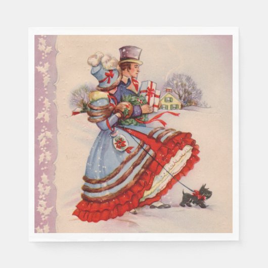 Altes Weihnachtsgeschäft Serviette (Vorderseite)