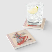 Altes Weihnachtsgeschäft Steinuntersetzer (Seitenansicht)