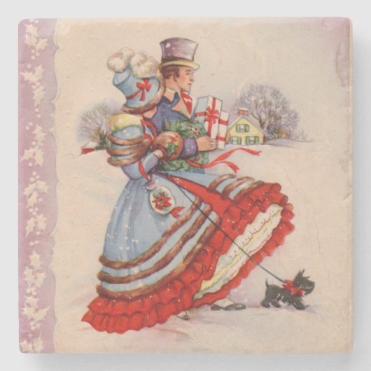 Altes Weihnachtsgeschäft Steinuntersetzer (Vorderseite)