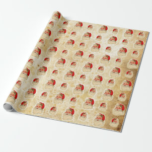 Altes Weihnachtsmann-Kopfmuster Geschenkpapier