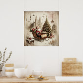 Altes Weihnachtsmann-Plakat Poster (Küche)