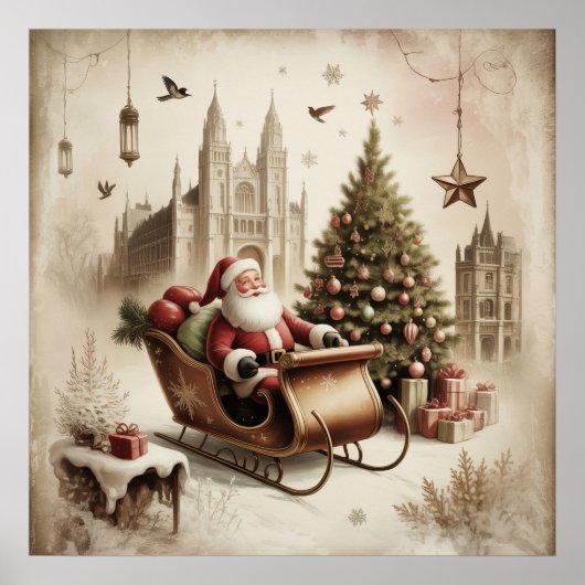 Altes Weihnachtsmann-Plakat Poster (Vorne)